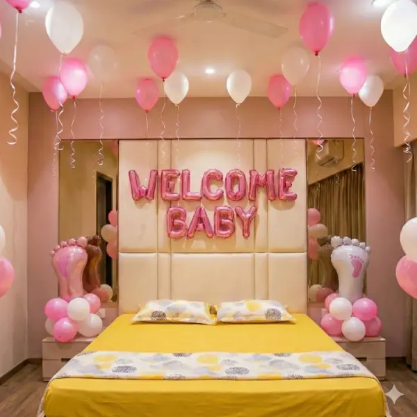 Baby Welcome Girl Decor Setup