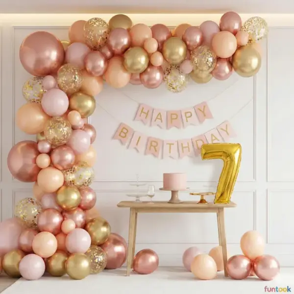 Rosegold Balloon Birthday Decoration
