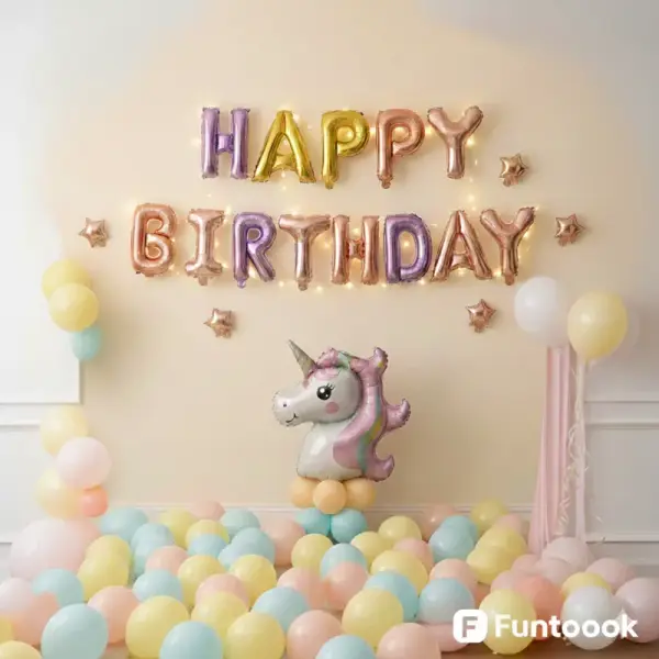 Simple Unicorn Theme Kids Birthday 