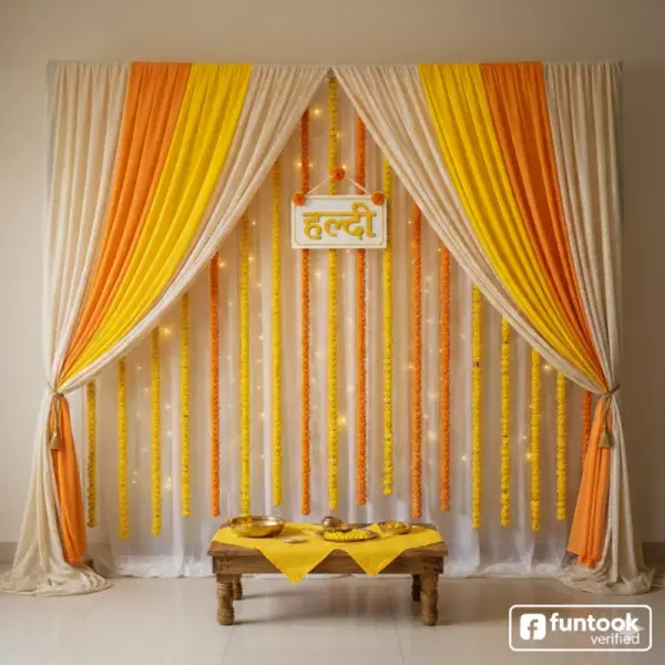 Simple Haldi Decoration Home 