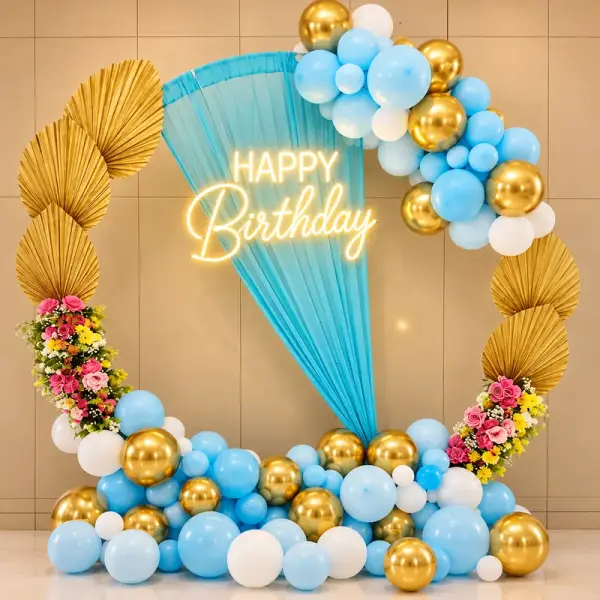 Golden Aqua Birthday Setup 