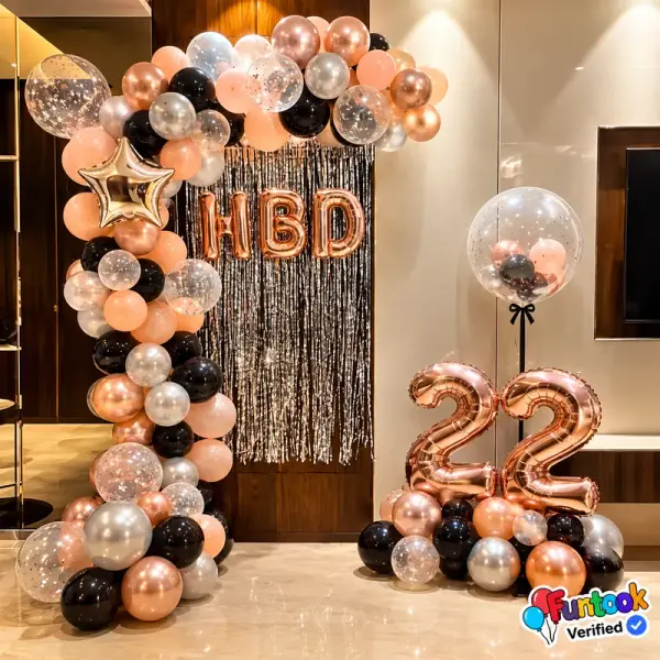 Blush & Black Birthday Decor