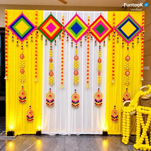 Colourful Haldi Backdrop Decor