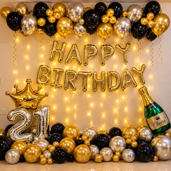 Royal Black Gold Birthday Decor 