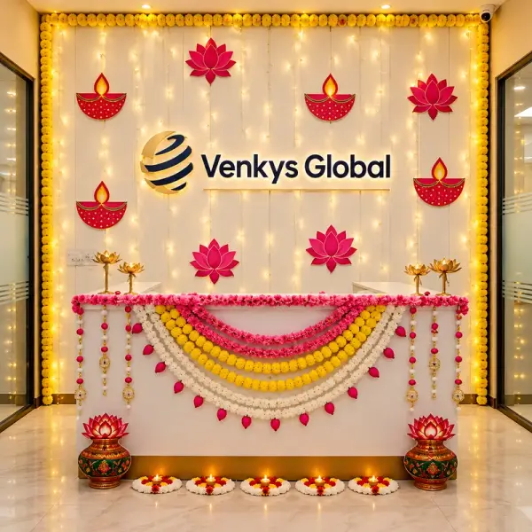 Lotus Theme Diwali Office Decoration 
