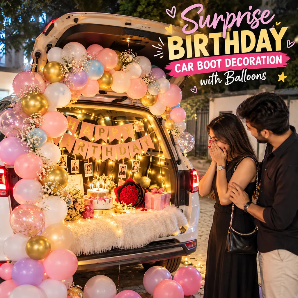 Surprise Birthday Car Boot Decoration with Balloons—Make Every Moment Special