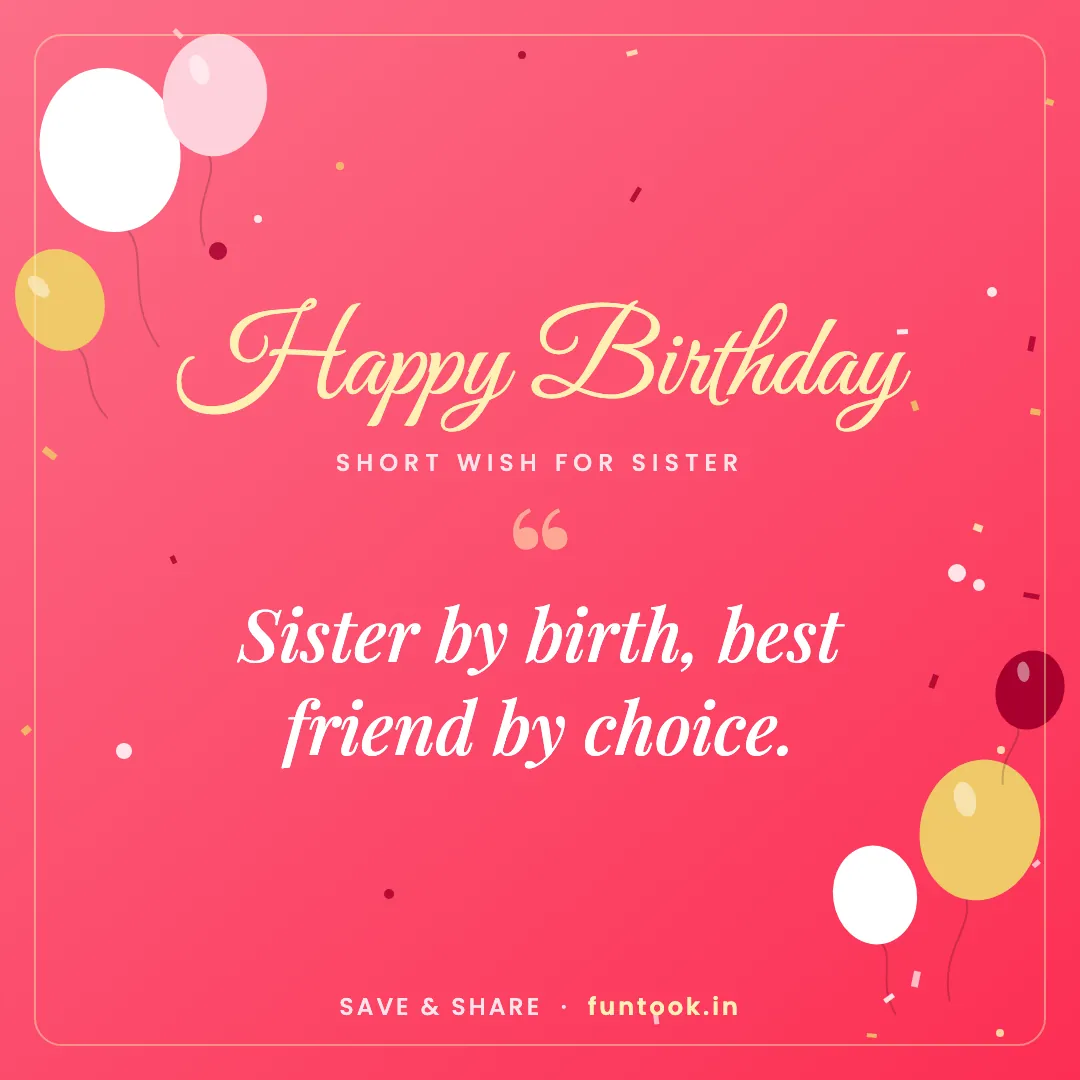 Birthday wish card for sister: Sister by birth, best friend by choice