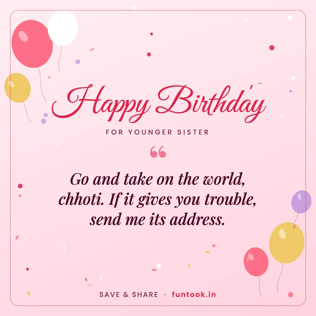 Birthday wish card for younger sister