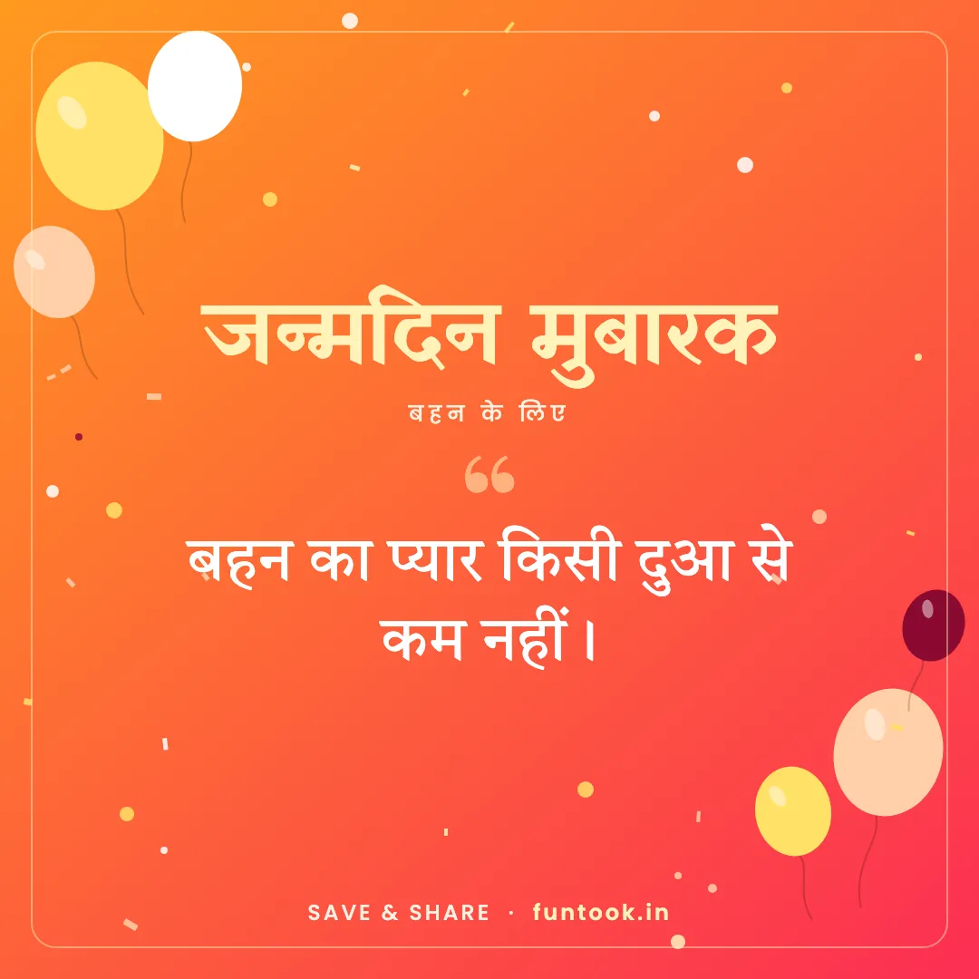 Hindi birthday wish card for sister