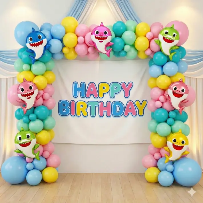 Thematic Birthday Baby Shark Setup