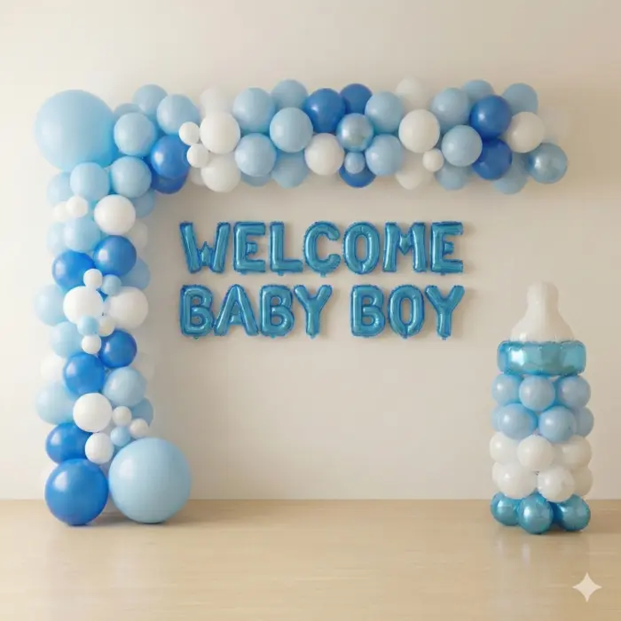 Welcome Baby Flower Balloon Setup