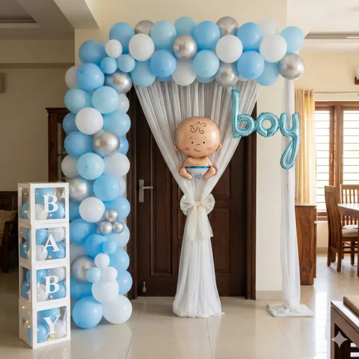 Welcome Baby Flower Balloon Setup 2