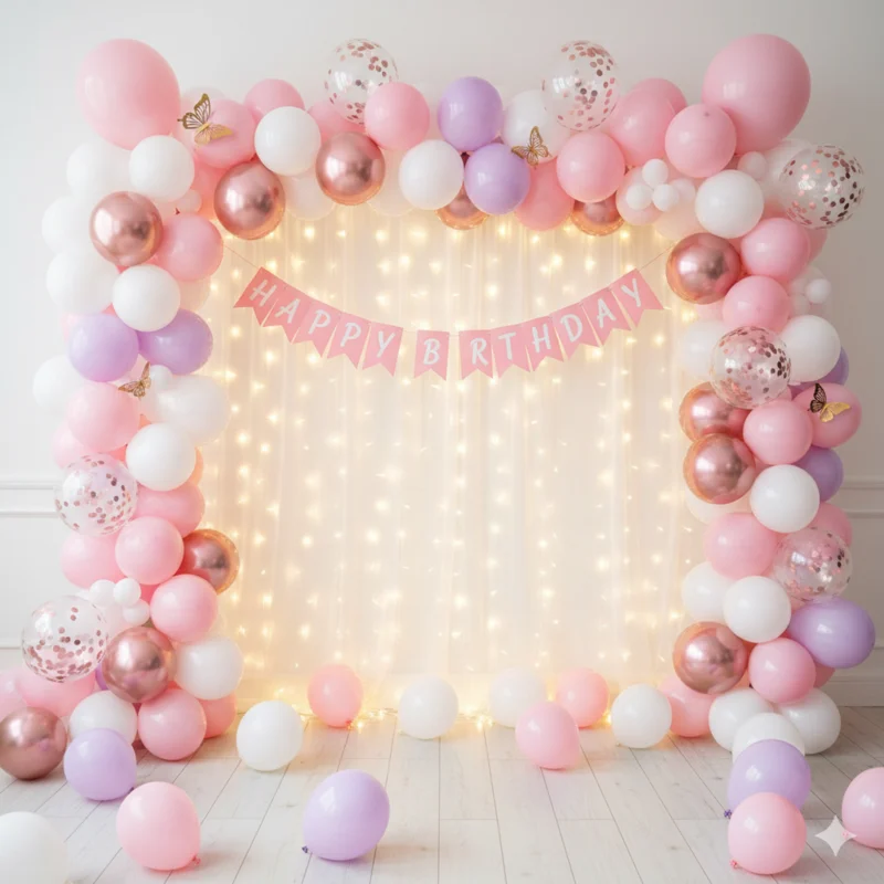 Baby Girl Pink and White Birthday Decoration 2