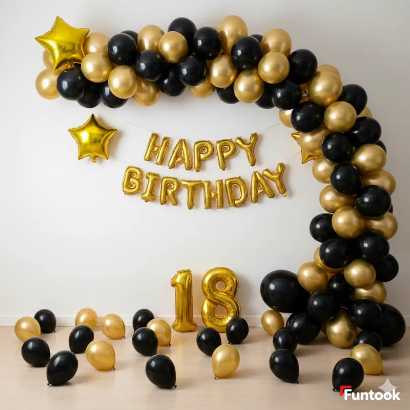 Black Gold Birthday Decoration Arch