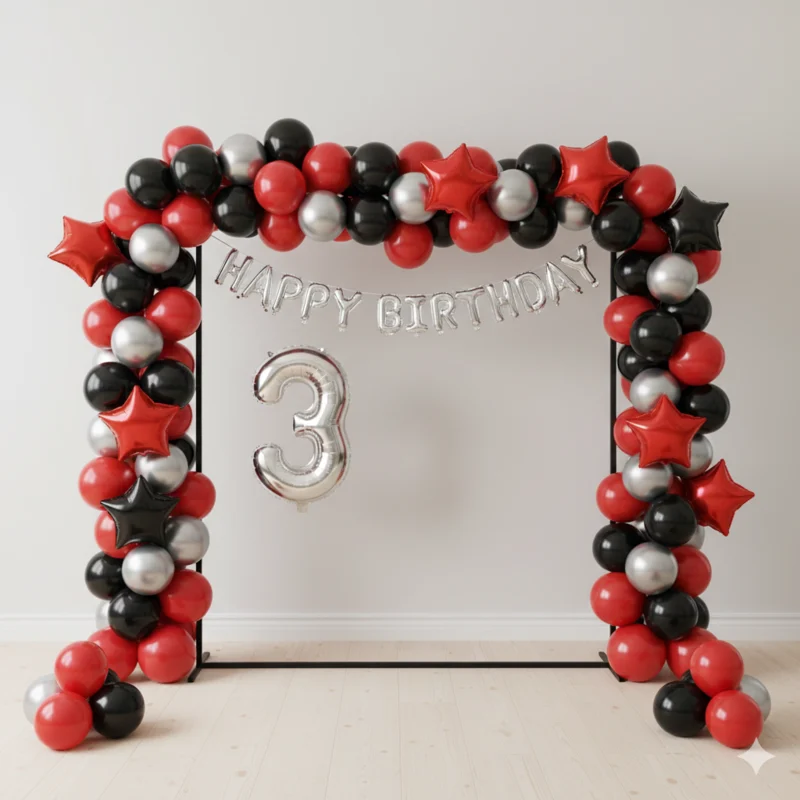 Red Black Arch Birthday Decoration