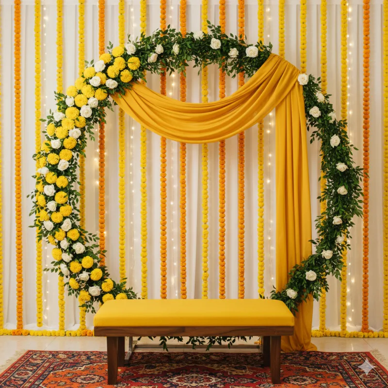 Haldi Mehndi Ring Decoration At Home
