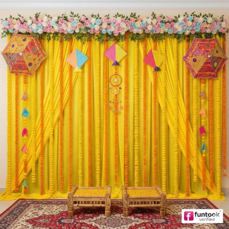 Colorful Haldi Backdrop Decoration