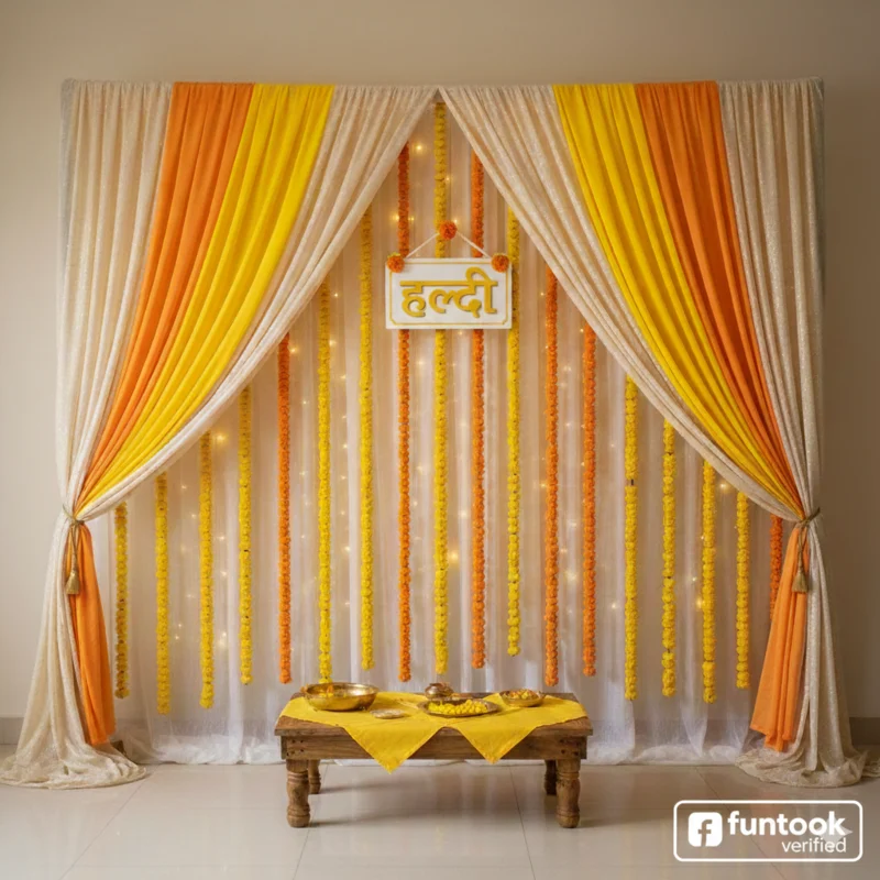 Simple Haldi Decoration Home  2