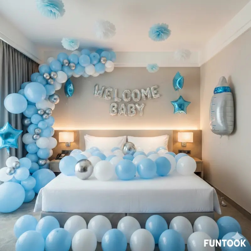 Blue Theme Welcome Baby Decor