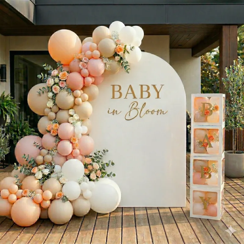 Baby shower balloon decoration at home 2
