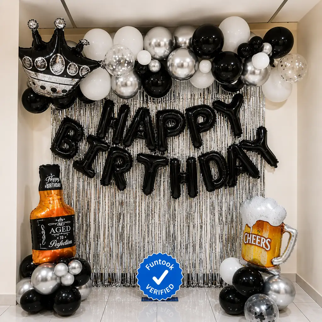 Trendy Black Silver Birthday Decor  2